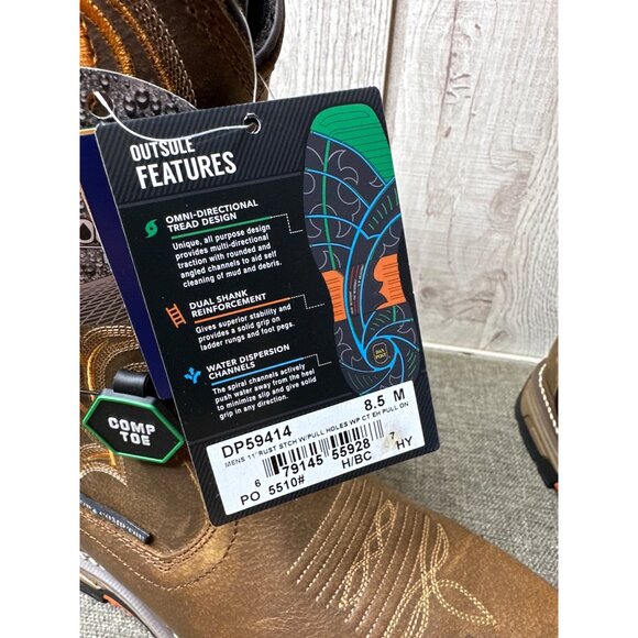 Dan Post Hurricane Series Mens Sz 8.5 Brown Leather Waterproof Work Boots - Picture 10 of 15